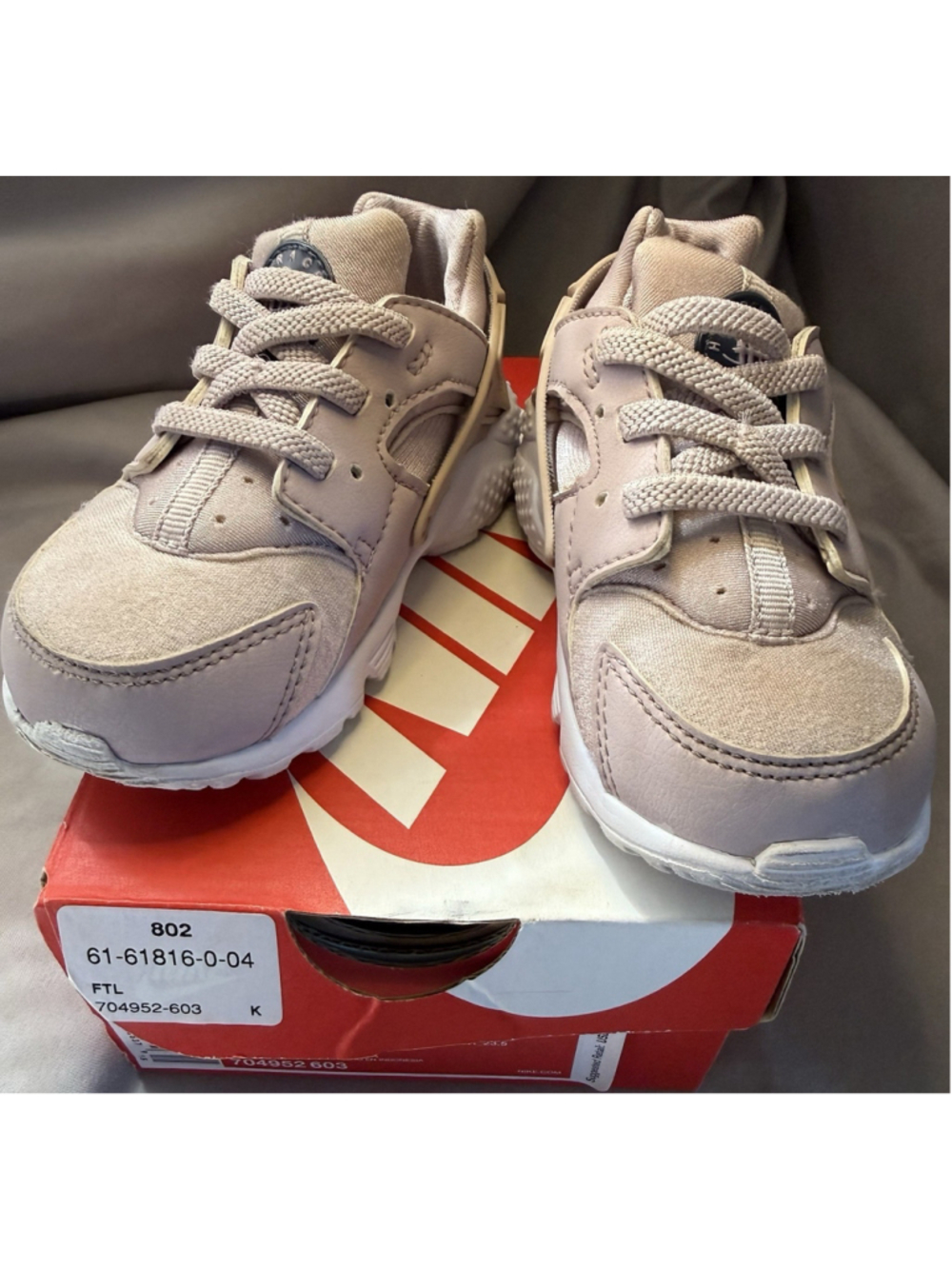 Nike 704952-603 Huarache Run Toddler Shoes 7C Rose/Beige